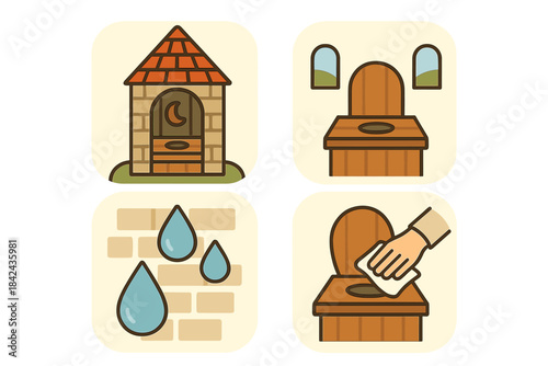 Outdoor toilet maintenance guide featuring cleaning and water management tips for rural settings