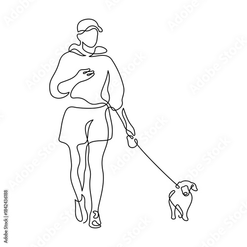 Woman walking with a dog
