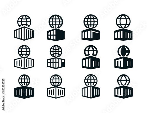 Global Supply Chain Icons. Global supply chains. Icon set. Set L