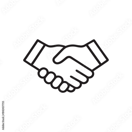 Business partnership handshake icon black and white vector symbol of agreement cooperation deal and trust in finance and corporate success