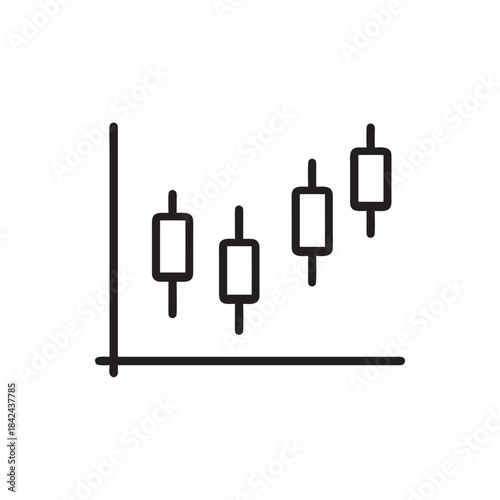 Black and white candlestick chart icon simple stock market trading finance vector illustration