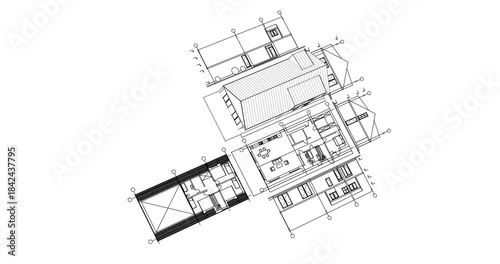 residential architecture plan 3D rendering