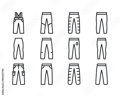 Winter Pants Icons. Winter Pants. Line icon set of Winter Pants: