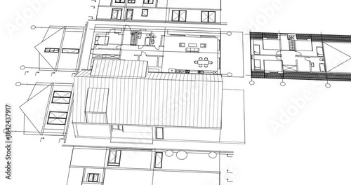 residential architecture plan 3D rendering
