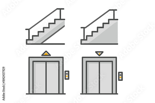 Comparison of staircase and elevator designs for modern buildings with clear structural details