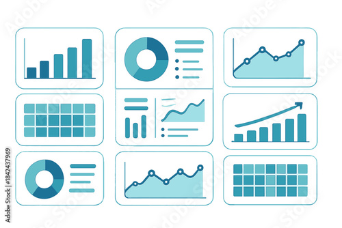 Data visualization tools showcasing various chart types for analysis and interpretation in business settings