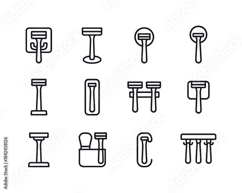 Razor Holder Icons. Razor Holder. Line icon set of Razor Holder: