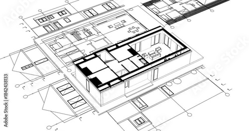 residential architecture plan 3D rendering