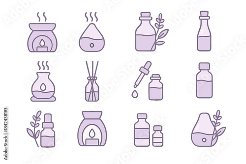 Aromatherapy tools and bottles for enhancing relaxation and wellness in a tranquil setting