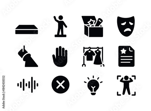 Performance Art Icons. Performance art. Solid icon set of perfor