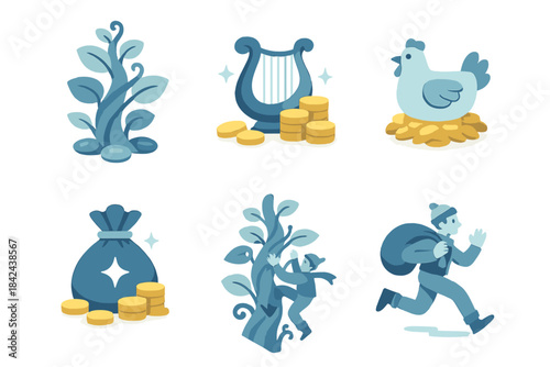 Explore the journey of growth and fortune through creative illustrations of nature and treasures