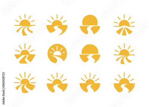 Sunlit Paths Logo Variations. Sunlit paths. Icon set. Set Logo o