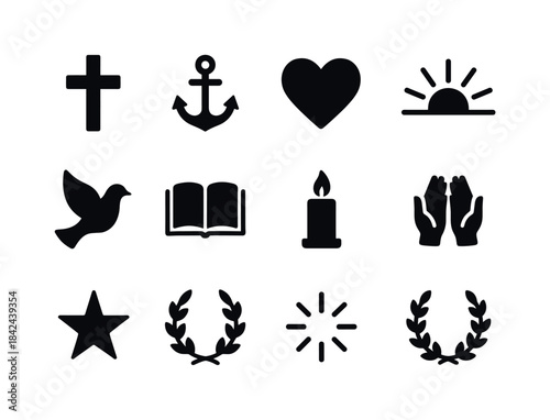 Hope and Faith Icons. Hope & Faith. Solid icon set of Hope & Fai