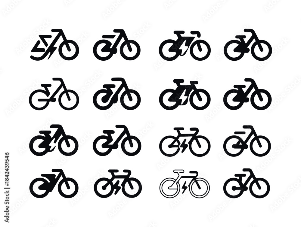 Obraz premium Electric Bicycle Icons. electric bicycles. Icon set. Set Logo of