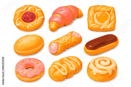 Colorful array of delicious pastries and desserts ready to satisfy a sweet tooth at a bakery shop