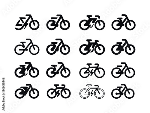Electric Bicycle Icons. electric bicycles. Icon set. Set Logo of