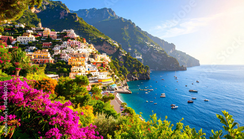 Positano Amalfi Coast Italy Scenic View Summer Vacation