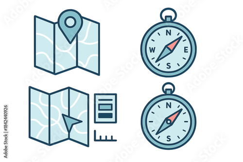 Exploring navigation tools and elements like maps and compasses for outdoor adventures and travel planning