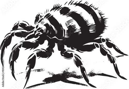 Stylized ink wash drawing of a mite, a monochrome nature illustr