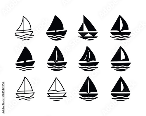 Island Tour Logo Variations. island hopping boat tours. Icon set