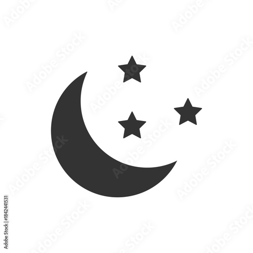 Moon and stars night isolated flat style design.