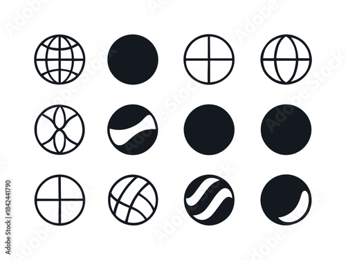 Sphere Logo Variations. Sphere. Icon set. Set Logo of Sphere: wi