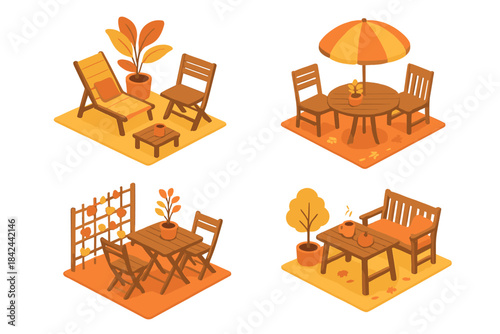 Cozy autumn outdoor furniture arrangements for patio and garden relaxation