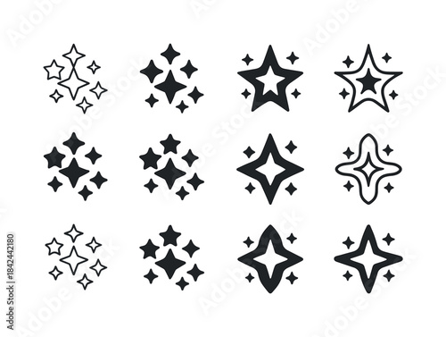 Star Cluster Logos. Star clusters. Icon set. Set Logo of star cl