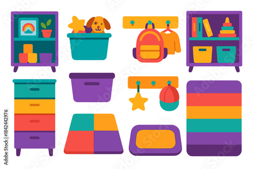 Colorful and fun furniture and storage options for a cheerful children's room design