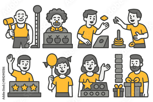 Fun and games at a lively carnival featuring colorful attractions and engaging activities for all ages