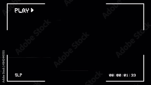 Authentic Retro VHS VCR Recording Playback Screen Overlay with Heavy Glitch Noise and 80s 90s Found Footage Look 4k video animation seamless loop