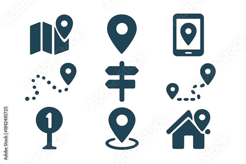 Essential location and navigation symbols for digital maps and mobile applications