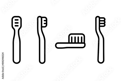 Outline toothbrush symbols representing daily oral hygiene and dental care routine