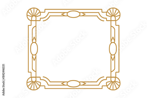 Luxurious golden geometric frame in classic Art Deco style for invitations and certificates