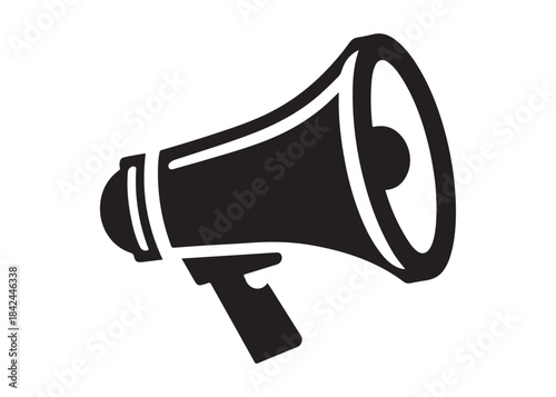 megaphone logo silhouette vector, loudspeaker logo silhouette illustration, megaphone speaker logo silhouette, loudhailer announcement message speaker logo silhouettes vector on white background