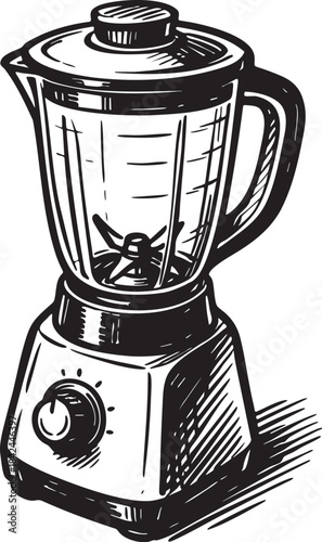 Electric blender mixer kitchen appliance hand drawn bold marker illustration