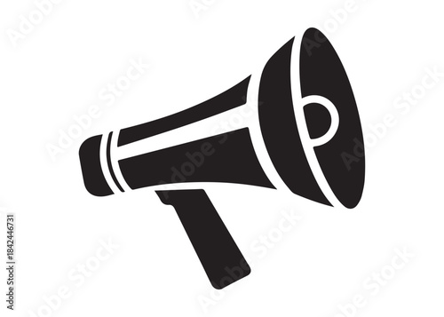 megaphone logo silhouette vector, loudspeaker logo silhouette illustration, megaphone speaker logo silhouette, loudhailer announcement message speaker logo silhouettes vector on white background