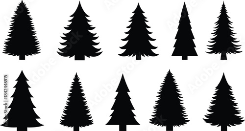 Christmas Tree Silhouette Bundle for Holiday Decorations.