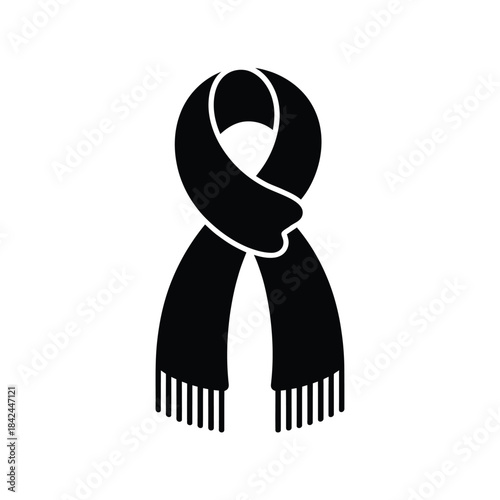 Simple black and white illustration of a folded winter scarf design