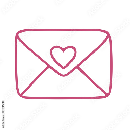 Cute love envelope outline for romantic messages