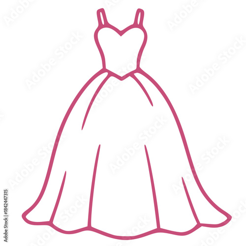 Elegant flowing wedding dress outline for brides