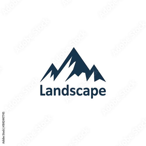 Simple mountain landscape logo with stylized peaks and text below