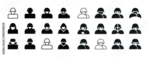 Variety of helmet icons in different styles and designs