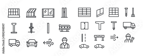 Collection of construction and transportation icons for design p