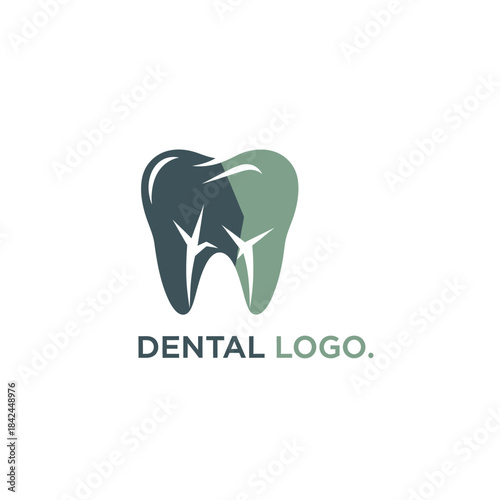 Modern minimalist dental logo featuring a stylized tooth illustration