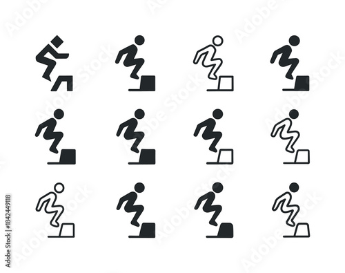 Plyometric Logo Variations. Plyometrics. Icon set. Set Logo of P