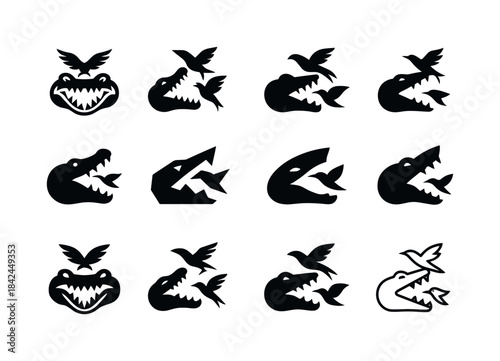 Wildlife Chase Logos. Wildlife Chasing. Icon set. Set Logo of Wi