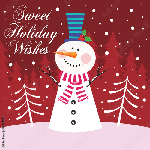 Christmas card with snowman