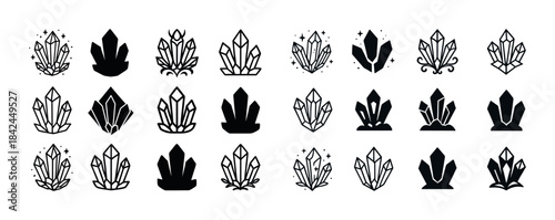 Set of decorative crystal designs in black and white