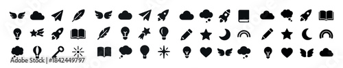Creative icon set: imagination, innovation, communication, emoti